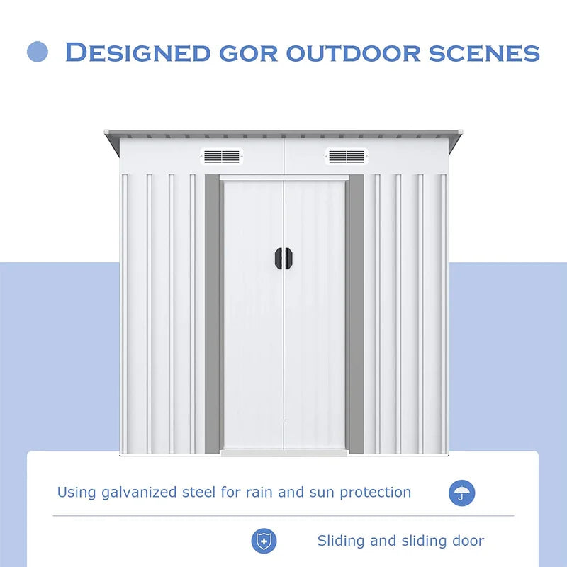 Aoxun 4′ X 6′ Metal Outdoor Garden Storage Shed Outdoor Tool House With Sliding Door For Backyard Garden Lawn Equipment (without Floor Frame) - Image 12