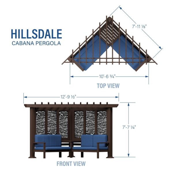 Hillsdale Traditional Steel Cabana Pergola with Conversational Seating - Image 5
