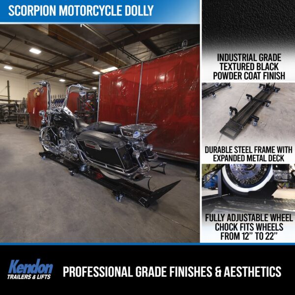 Kendon Folding Scorpion Motorcycle Dolly with Adjustable Wheel Chock - Image 5