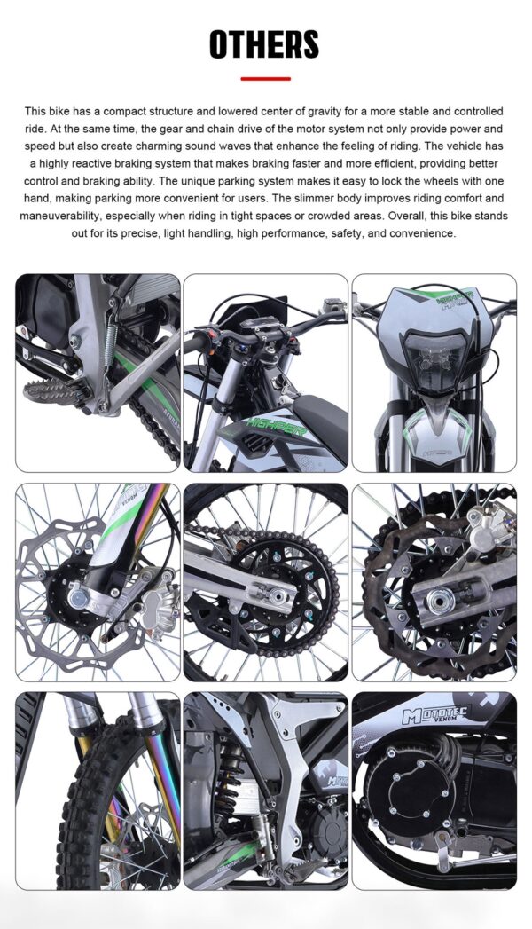 MotoTec Venom 72v 12000w Electric Dirt Bike White - Image 13