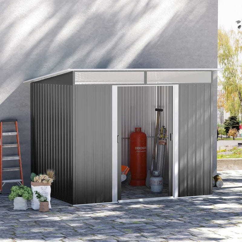 Outsunny 6” X 8.5” Outdoor Metal Garden Shed Utility Tool Storage Steel Backyard House, Grey - Image 5