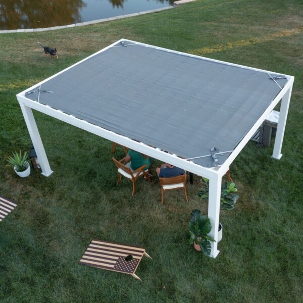16×12 Windham Modern Steel Pergola With Sail Shade Soft Canopy - Image 14
