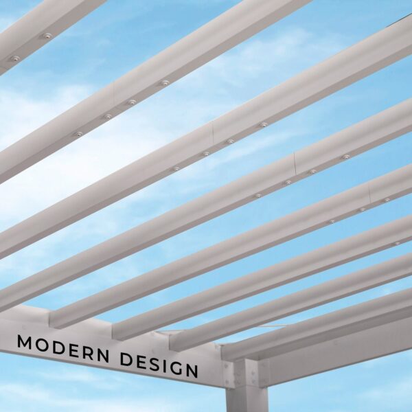 14×10 Windham Modern Steel Pergola With Sail Shade Soft Canopy - Image 14
