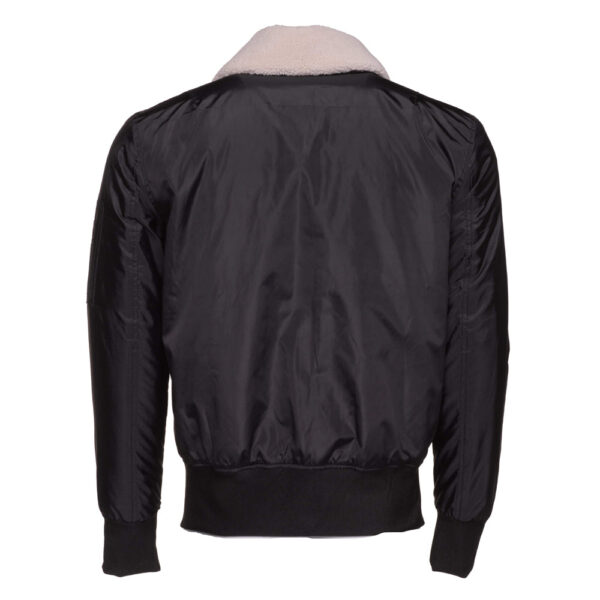 Riccardo’s Black Nylon flight jacket with fur collar - Image 2