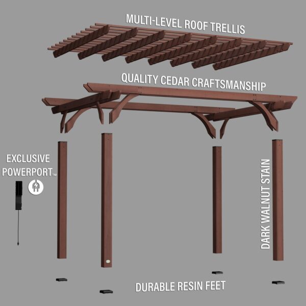 14×10 Somerville Pergola – Walnut Stain - Image 11