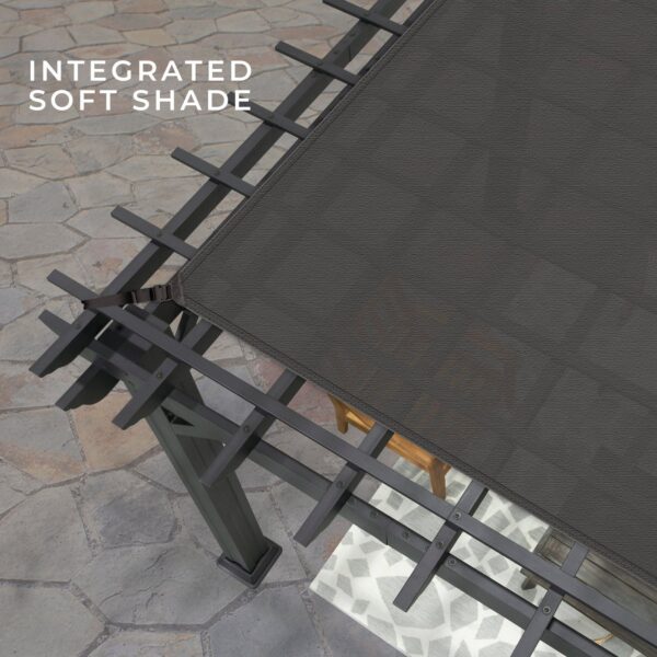 14×12 Stratford Traditional Steel Pergola With Sail Shade Soft Canopy - Image 7