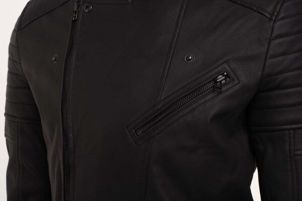 Turner’s Matte leather Biker Jacket with ribbed detailing - Image 3