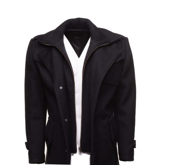 Black Wool 3/4 length trench coat - Image 5