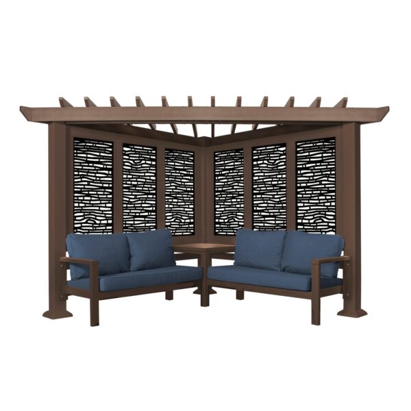 Hillsdale Traditional Steel Cabana Pergola with Conversational Seating - Image 4
