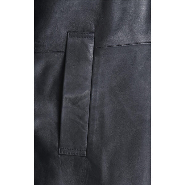 Eric’s black leather car coat with fur collar - Image 7