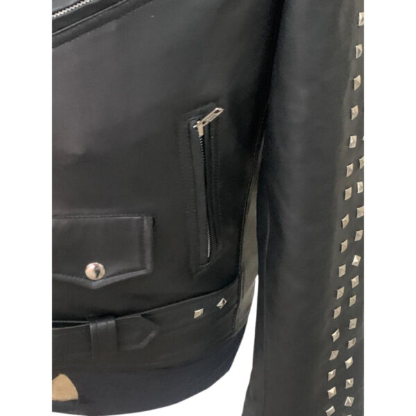 Trevor’s studded black biker leather jacket - Image 3