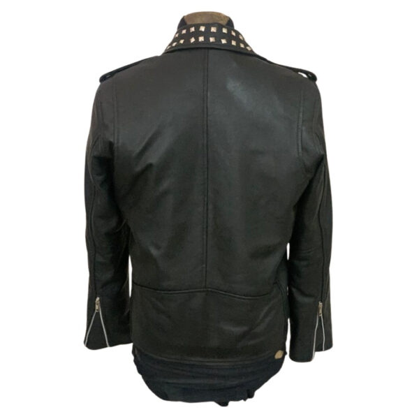 Trevor’s studded black biker leather jacket - Image 2