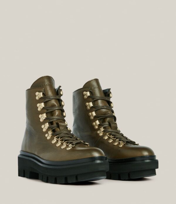 Wanda khaki green leather boots for women - Image 4