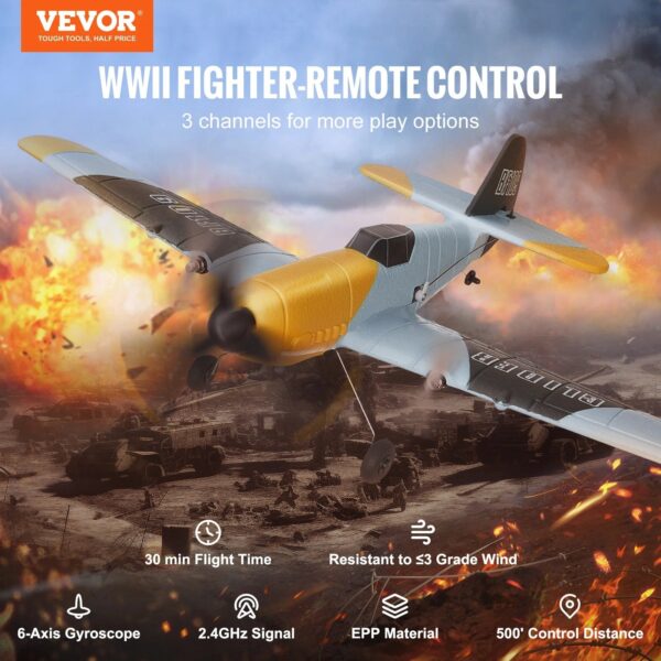 VEVOR RC Airplane Remote control WWII Fighter EPP Foam RC Plane Toy with 2.4 GHz Airplane Remote Control - Image 4