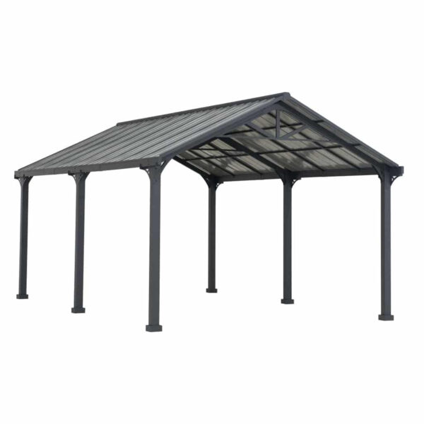 AutoCove 12×20 Gray Steel Frame Gable Roof Metal Carport/Gazebo with 2 Ceiling Hooks - Image 17