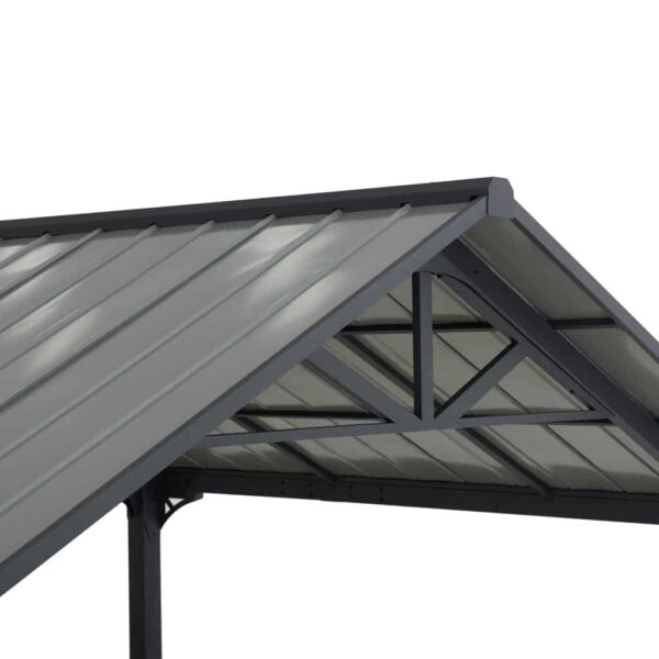 AutoCove 12×20 Gray Steel Frame Gable Roof Metal Carport/Gazebo with 2 Ceiling Hooks - Image 14