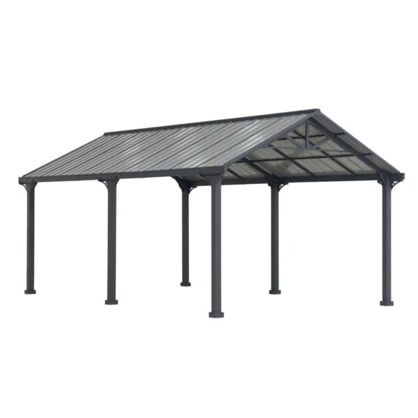 AutoCove 12×20 Gray Steel Frame Gable Roof Metal Carport/Gazebo with 2 Ceiling Hooks - Image 16