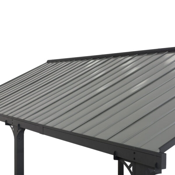 AutoCove 12×20 Gray Steel Frame Gable Roof Metal Carport/Gazebo with 2 Ceiling Hooks - Image 15