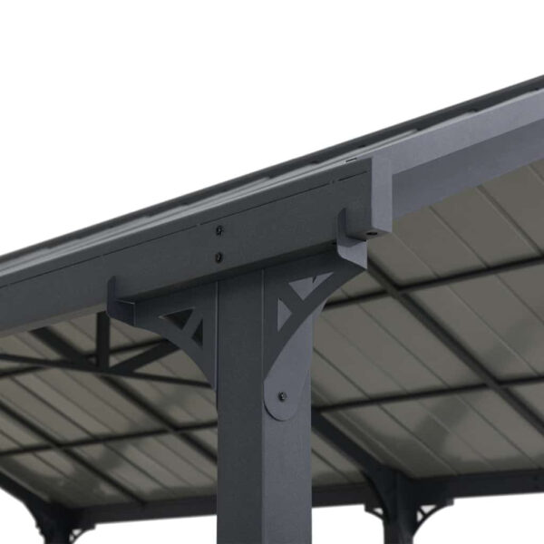 AutoCove 12×20 Gray Steel Frame Gable Roof Metal Carport/Gazebo with 2 Ceiling Hooks - Image 10