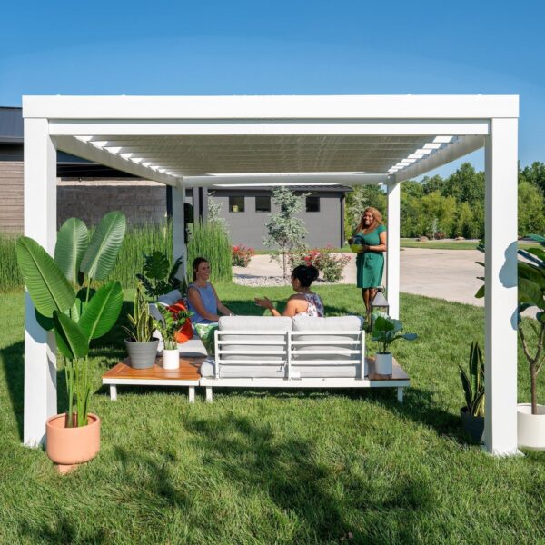 14×10 Windham Modern Steel Pergola With Sail Shade Soft Canopy - Image 11