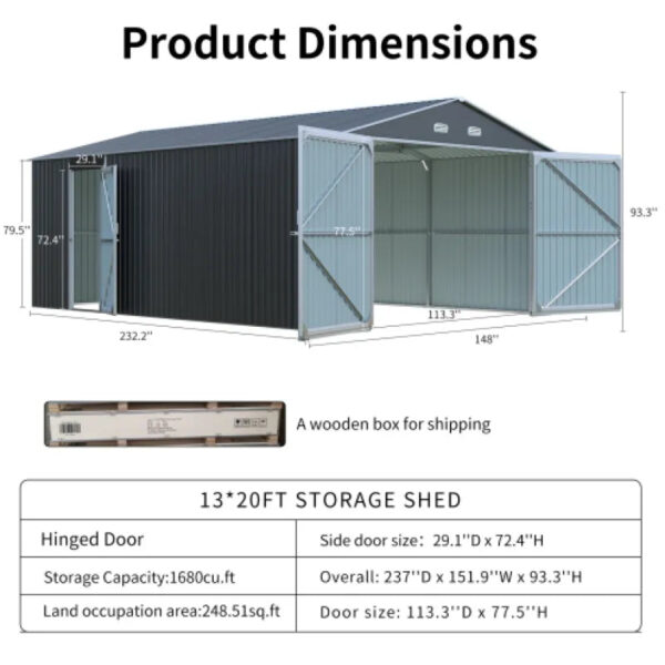 Spacious Outdoor Storage Shed With Double Front - Image 9